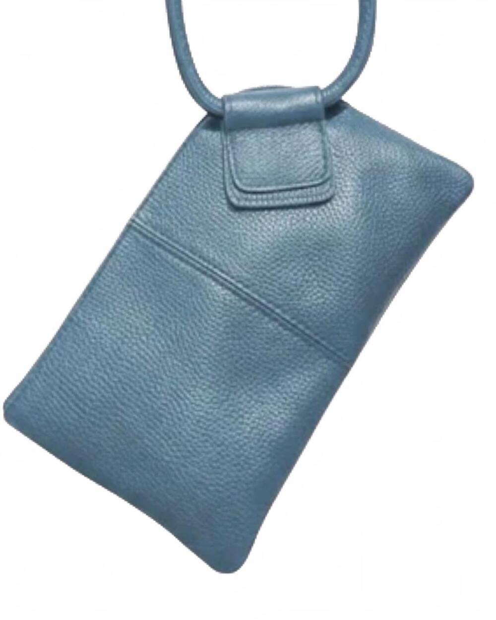 NEW DEBBIE KATZ women's monica leather clutch in blue